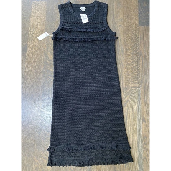 NWT~ J.‎ Crew Sleeveless Fringed Sweater Dress Black~XS - Picture 2 of 7